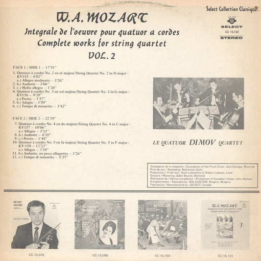 Le Quatuor Dimov Quartet, WA Mozart - Complete Works For String Quartet 2