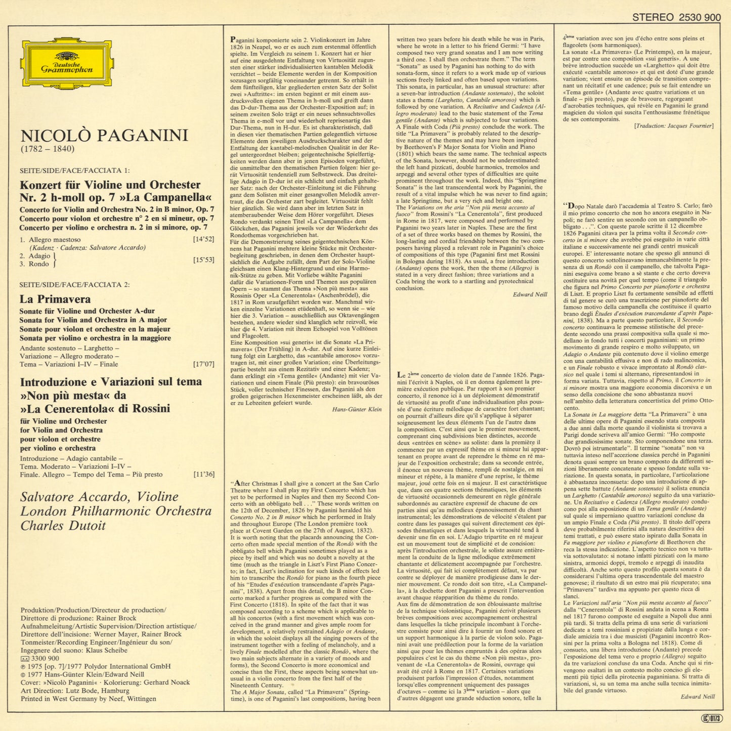 Nicolo Paganini, Salvatore Accardo - Concerto Per Violino N 2 La Campanella, La Primavera