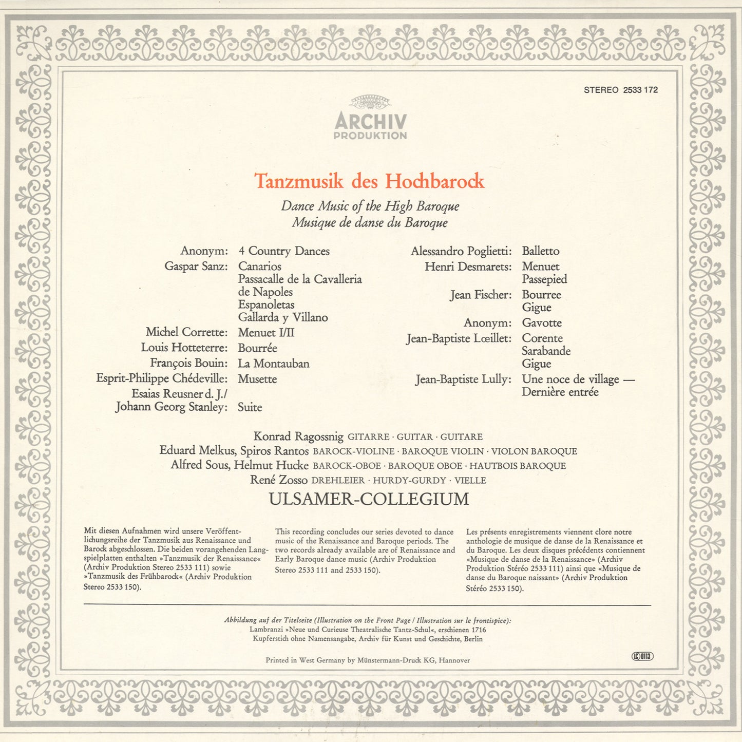 Ulsamer-Collegium, Konrad Ragossnig - Tanzmusik Des Hochbarock