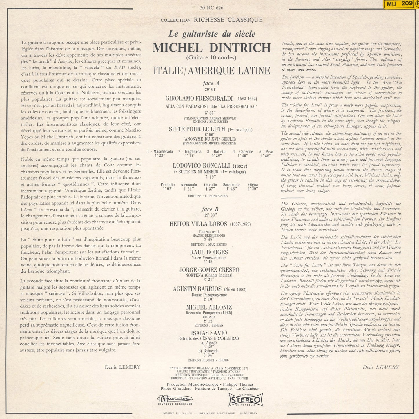 Michel Dintrich - Italie/Amérique Latine
