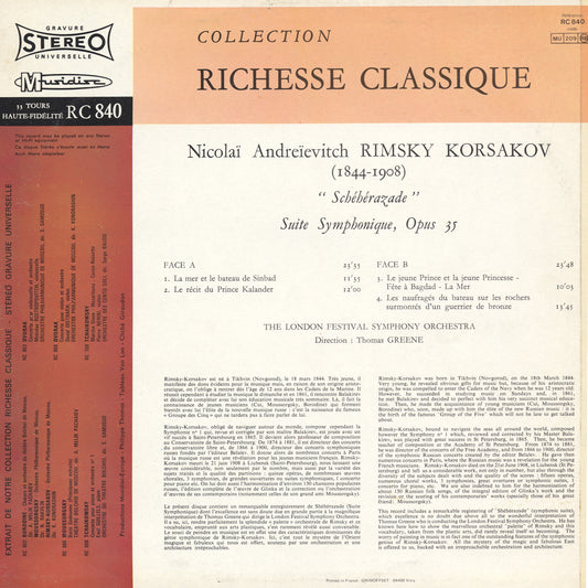 Rimsky-Korsakov, Thomas Greene - Schéhérazade, Suite Symphonique, Opus 35