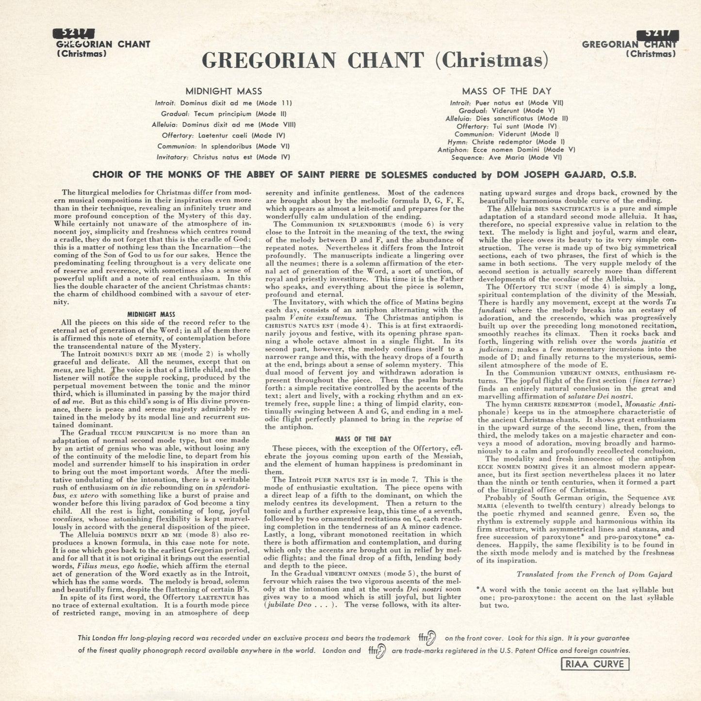 Chœur Des Moines De L'Abbaye Saint-Pierre De Solesmes Gregorian Chant - Christmas