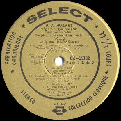 Le Quatuor Dimov Quartet, WA Mozart - Complete Works For String Quartet 2