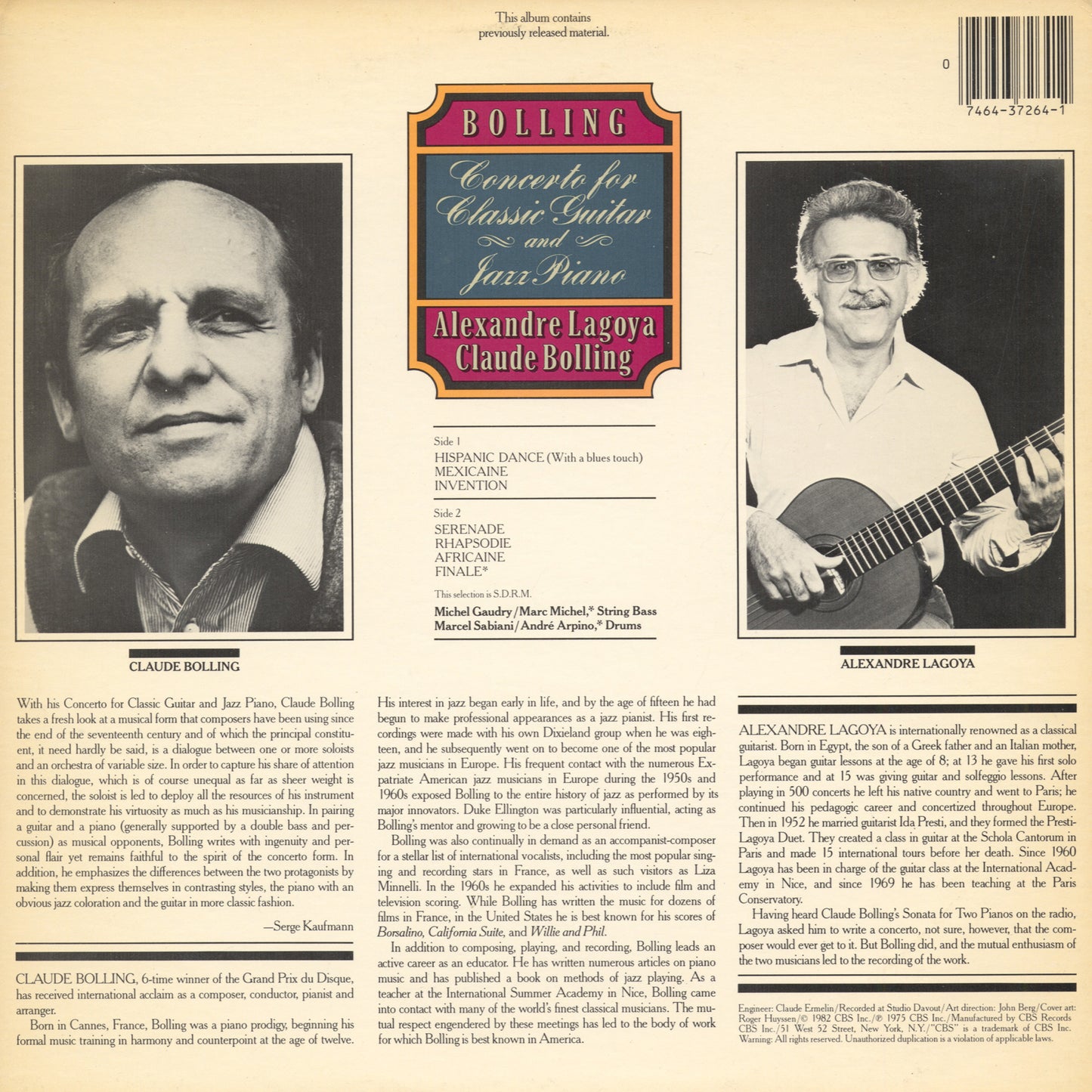 Claude Bolling / Alexandre Lagoya - Concerto For Classic Guitar And Jazz Piano