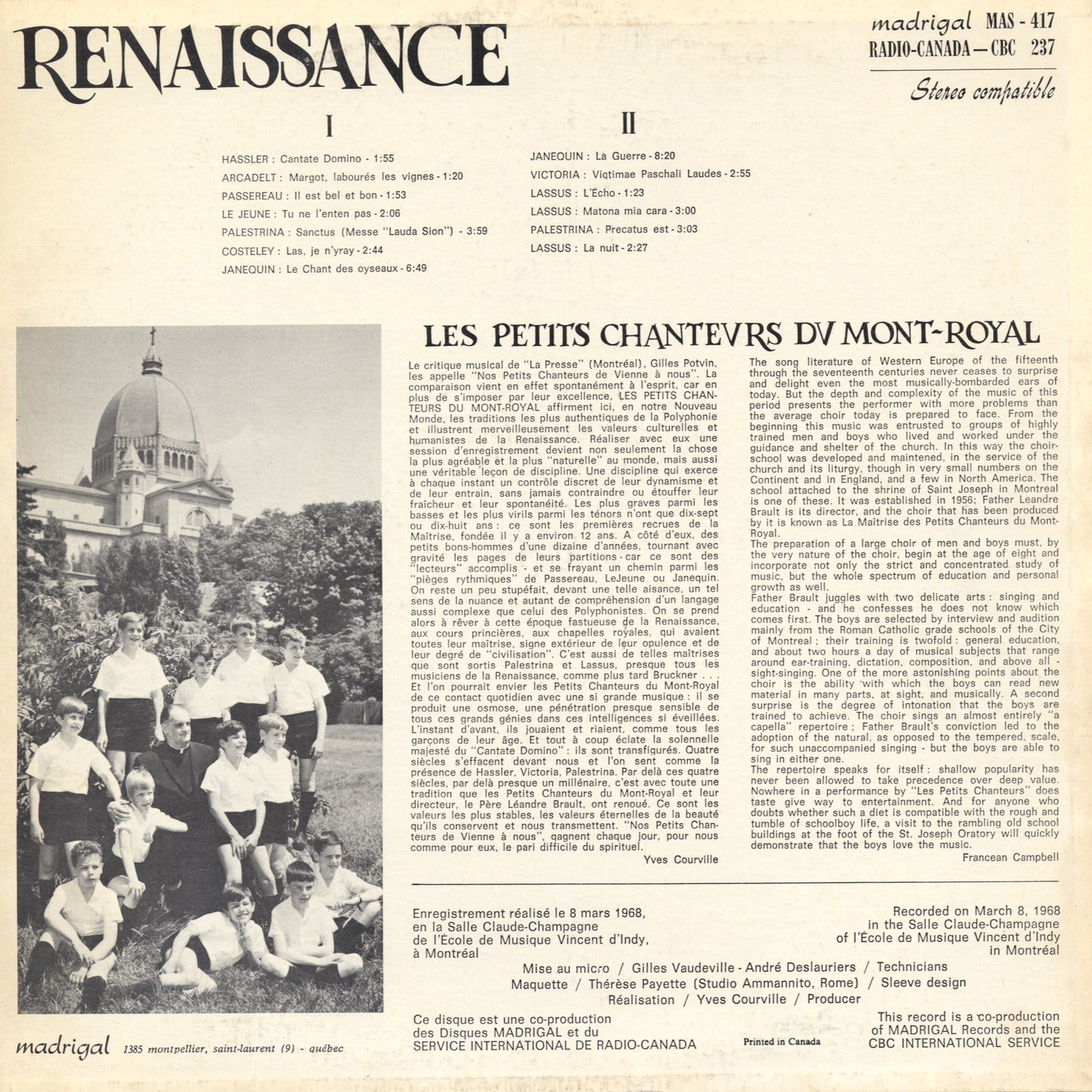 Les Petits Chanteurs Du Mont-Royal - Renaissance