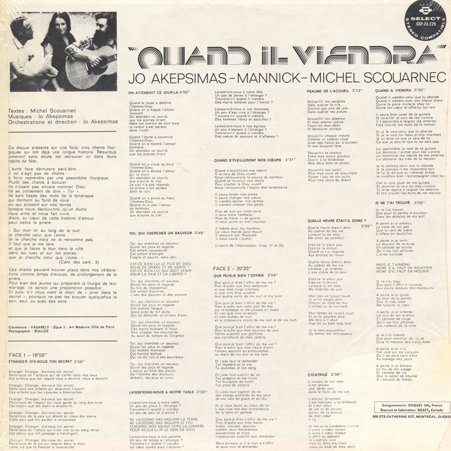 Jo Akepsimas, Mannick, Michel Scouarnec - Quand Il Viendra
