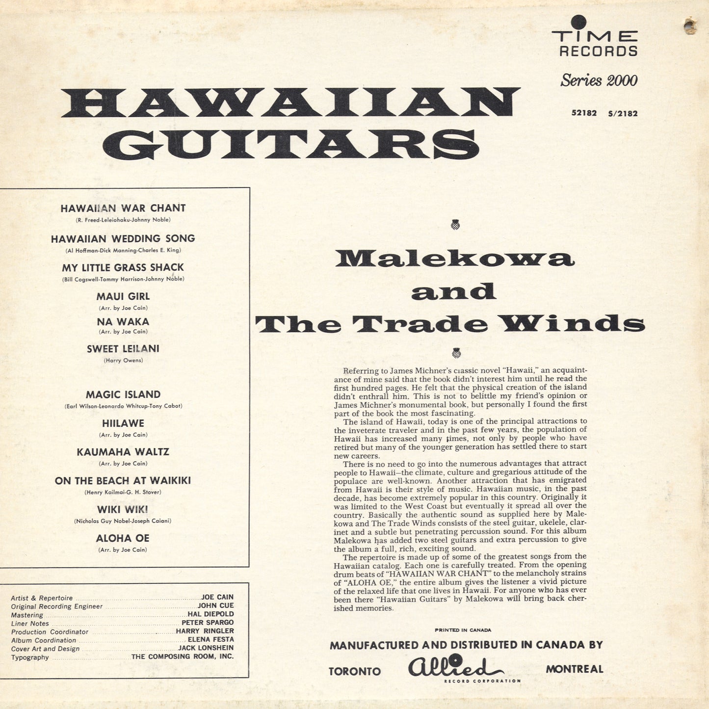 Malekowa And The Trade Winds - Hawaiian Guitars