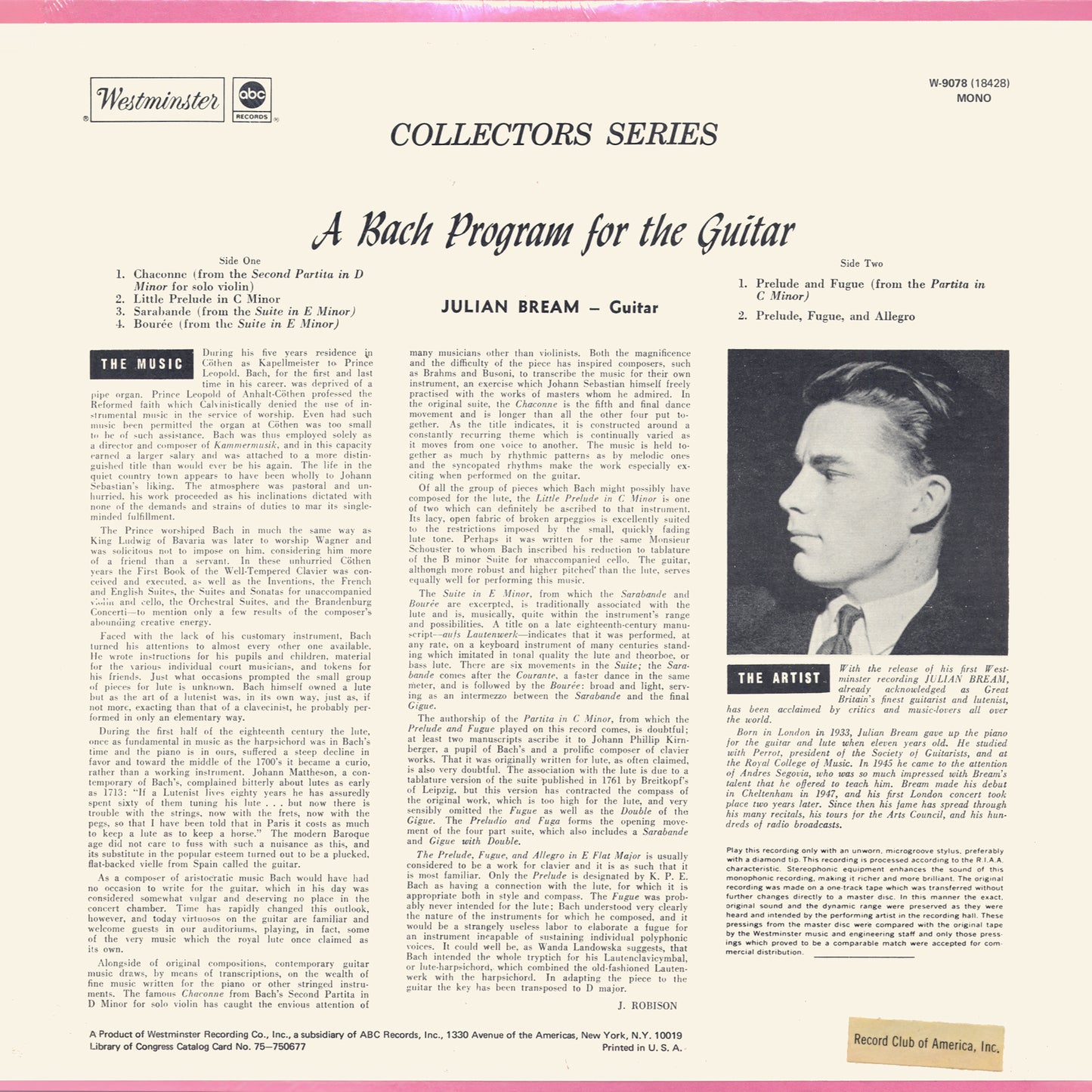 Julian Bream - A Bach Program For The Guitar