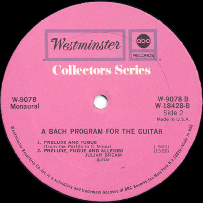 Julian Bream - A Bach Program For The Guitar