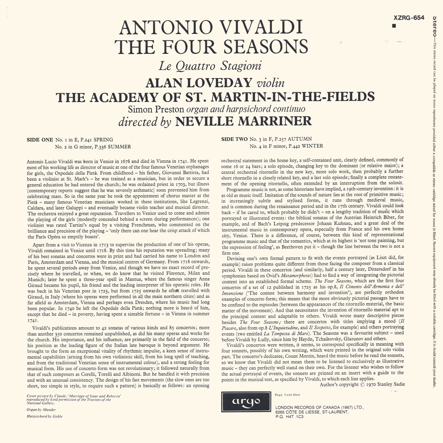 Vivaldi, Academy Of St Martin-in-the-Fields, Neville Marriner - The Four Seasons